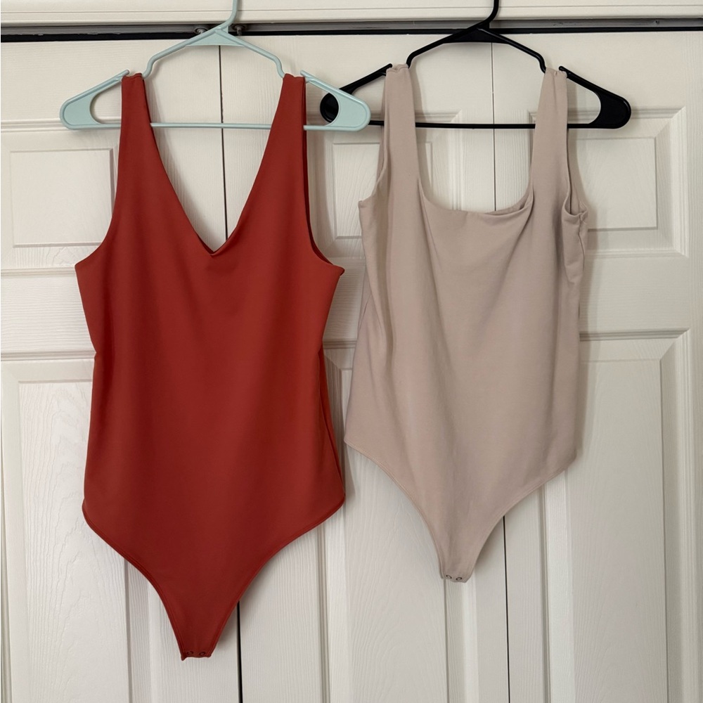 Coral and Cream Abercrombie & Fitch Bodysuits